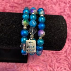 Handmade Beaded Bracelets Holy Bible Charm